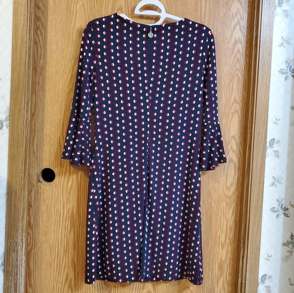Tommy Hilfiger polka-dot shift dress blue red and white stretch polyester size 4 - Picture 6 of 10